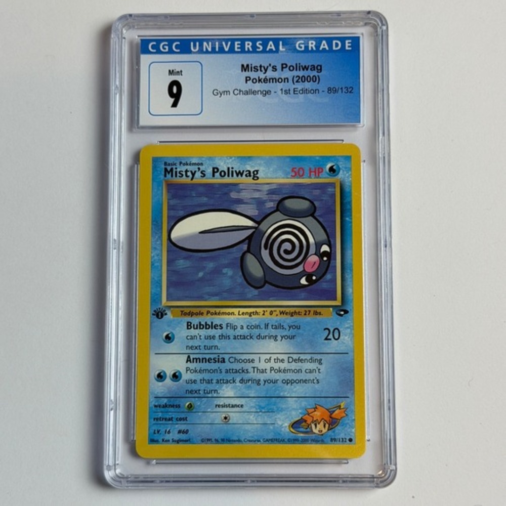 Misty's Poliwag 1st Ed. 89/132 CGC 9‎ Mint TCG Pokemon 2000 Gym Challenge WotC